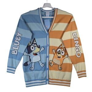 Hot Topic Bluey Bingo Contrast Stripe Girls Cardigan Women’s Size Small S NWT